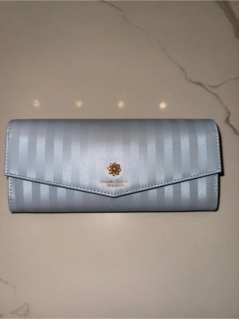 Samantha Thavasa Pale Blue Striped Envelope Wallet